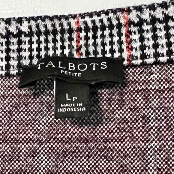 Talbots Plaid Pearl Button Cuff Houndstooth Plaid Top - Picture 4 of 7